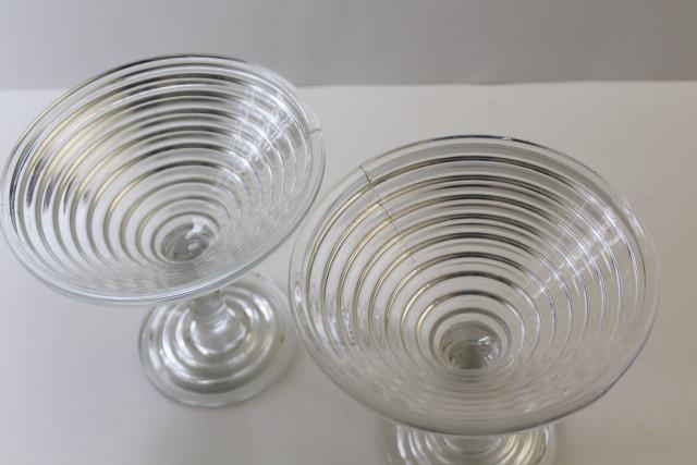 photo of art deco Anchor Hocking Manhattan crystal clear glass compotes, big martini cocktail glasses! #5