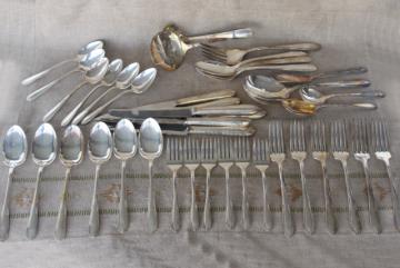 catalog photo of art deco Fascination pattern silver plate flatware, 1930s vintage silverware set for 6