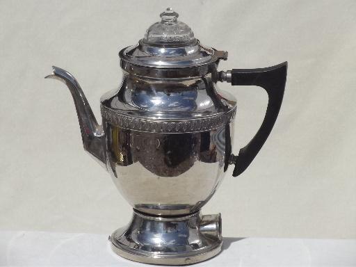 photo of art deco Royal Rochester coffee maker, vintage chrome coffee percolator #1