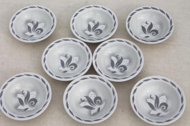 photo of art deco airbrush grey & white ironstone soup bowls, vintage Jackson china restaurant ware #2