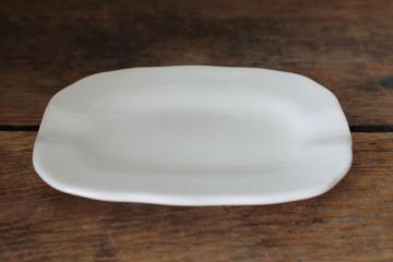 catalog photo of art deco all white ironstone china ashtray, old green mark Buffalo China 1920s vintage 