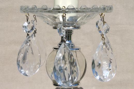 photo of art deco crystal ball lamp w/ glass prisms, vintage boudoir lamp or bedside light #3