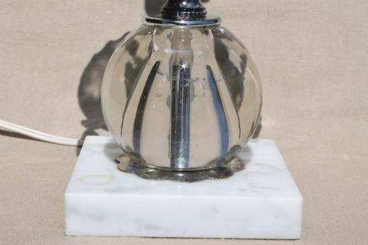 photo of art deco crystal ball lamp w/ glass prisms, vintage boudoir lamp or bedside light #4