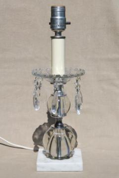 catalog photo of art deco crystal ball lamp w/ glass prisms, vintage boudoir lamp or bedside light