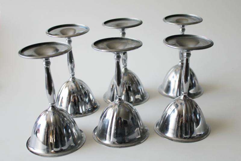 photo of art deco martini cocktail glasses, chrome plated stainless cocktails, mod vintage #5