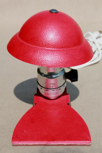 photo of art deco metal helmet shade clip-on book light, vintage electric reading lamp  #4