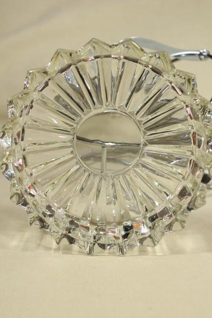 photo of art deco moderne vintage glass and chrome ashtray or server, tilt lid w/ lever lift #6