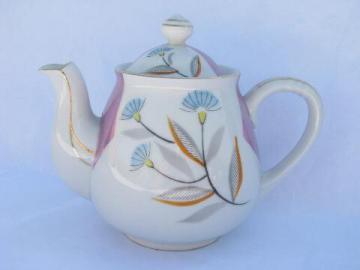 catalog photo of art deco painted floral luster teapot, unmarked vintage made in Japan