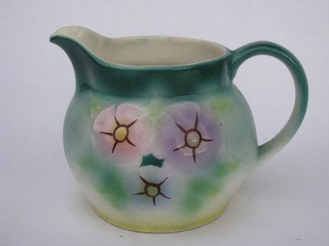 photo of art deco shaded floral china cream jug or milk pitcher, vintage Czech #1