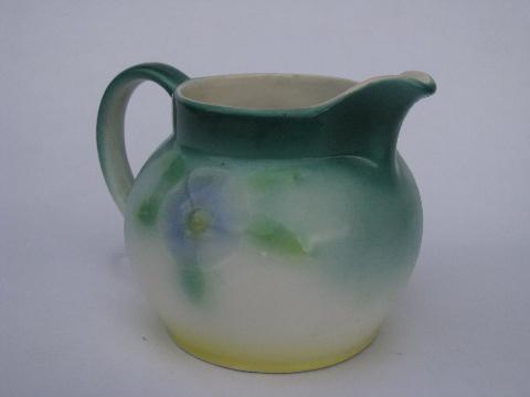 photo of art deco shaded floral china cream jug or milk pitcher, vintage Czech #2