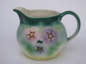 catalog photo of art deco shaded floral china cream jug or milk pitcher, vintage Czech