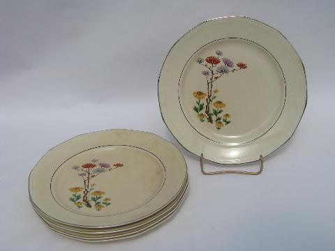 photo of art deco stylized floral, vintage Salem china plates #1