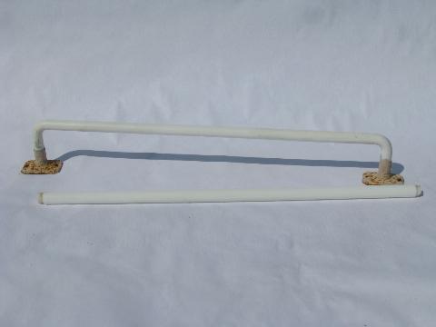 photo of art deco vintage 1930s white glass towel bar rods for powder room or kitchen sink #1