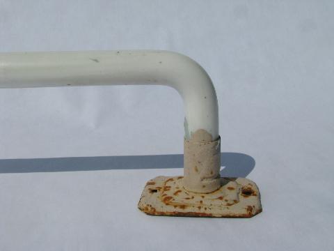 photo of art deco vintage 1930s white glass towel bar rods for powder room or kitchen sink #2