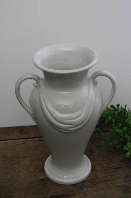 photo of art deco vintage Abingdon pottery vase, white jar classical draped urn shape  #1