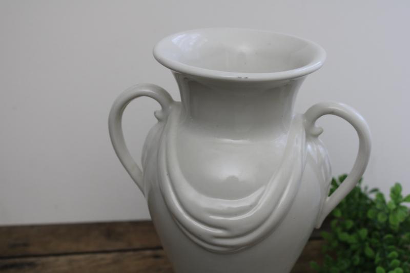 photo of art deco vintage Abingdon pottery vase, white jar classical draped urn shape  #3