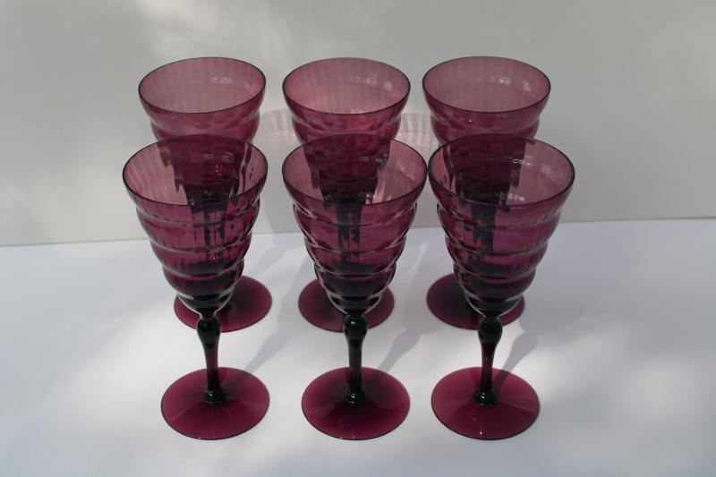 photo of art deco vintage Cambodia amethyst water glasses or wine goblets, 1920s Utility Glass #2