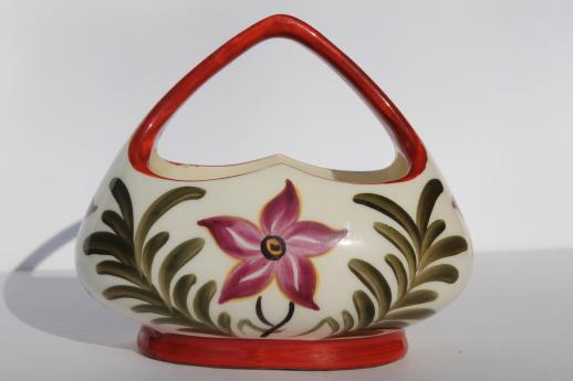 photo of art deco vintage Czech hand-painted china basket, Czechoslovkia mark  #1