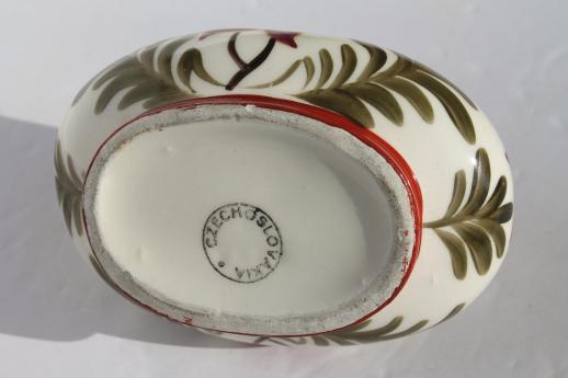 photo of art deco vintage Czech hand-painted china basket, Czechoslovkia mark  #3