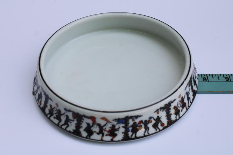 photo of art deco vintage Czecho Slovakia china bowl, Mary Gregory style children silhouettes early 1900s #7
