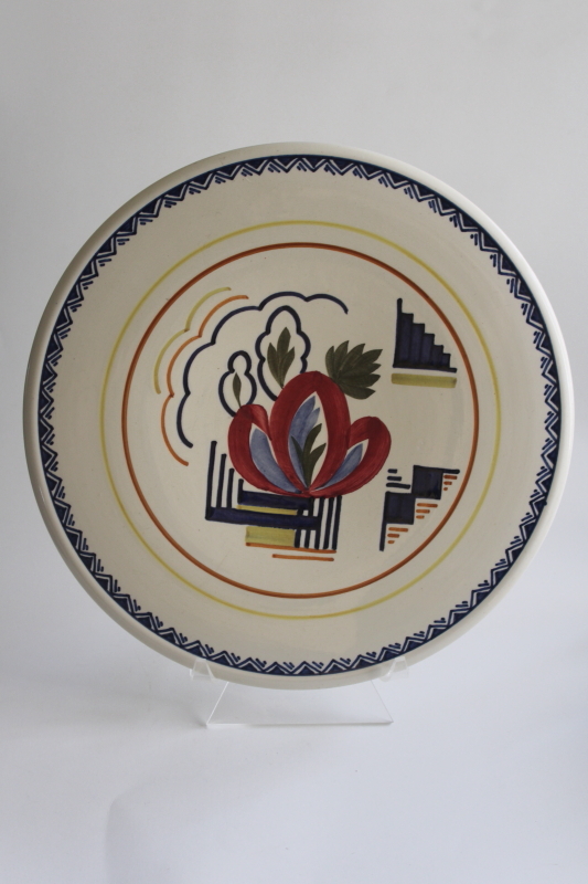 photo of art deco vintage Delft style hand painted tray or plate, Societe Ceramique Maastricht Holland  #1