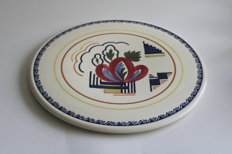 photo of art deco vintage Delft style hand painted tray or plate, Societe Ceramique Maastricht Holland  #2