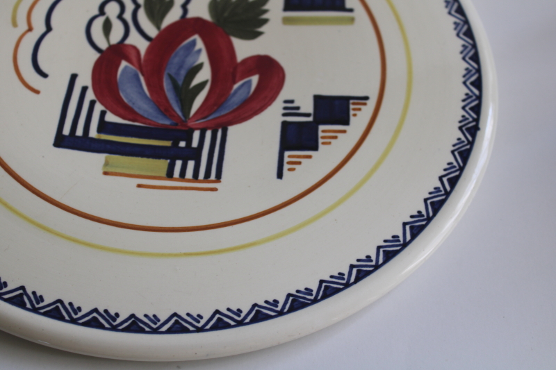 photo of art deco vintage Delft style hand painted tray or plate, Societe Ceramique Maastricht Holland  #3