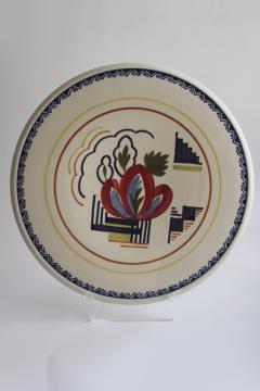 catalog photo of art deco vintage Delft style hand painted tray or plate, Societe Ceramique Maastricht Holland 