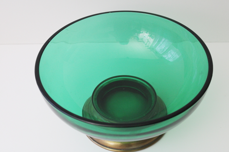 photo of art deco vintage Emerald Glo green glass console bowl flower centerpiece Paden City glassware #2