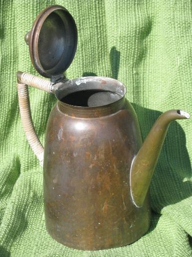 photo of art deco vintage Eskilstuna - Sweden copper tea / coffee pot, engraved 1935 #2