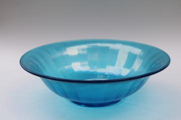 catalog photo of art deco vintage Fenton celeste blue stretch glass, large flower bowl centerpiece