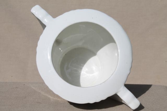 photo of art deco vintage French sugar bowl, blue & white nordic pattern china Orchies France #4