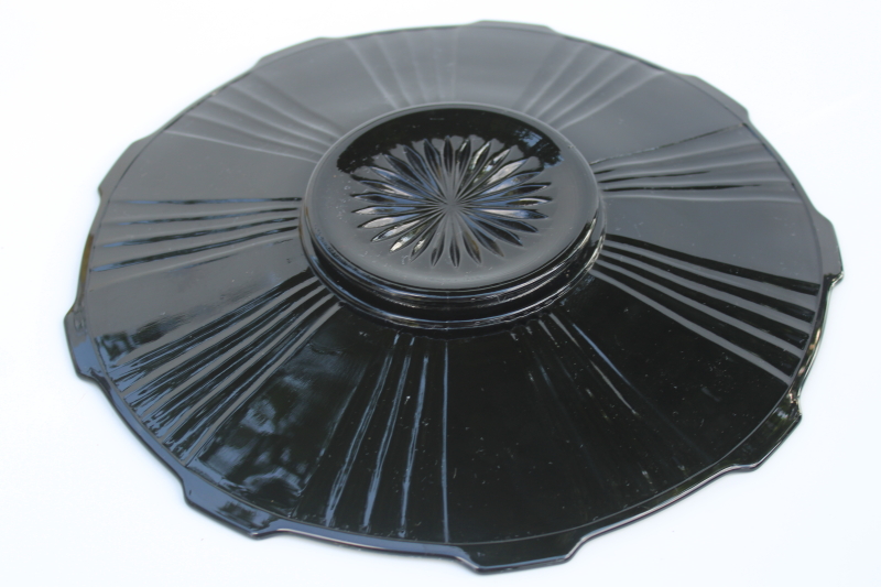 photo of art deco vintage Imperial glass ebony black glass plate, dark gothic tableware  #3