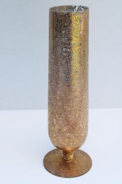 art deco vintage Lotus etched glass vase, chintz floral w/ encrusted gold, 1930s elegant glass 