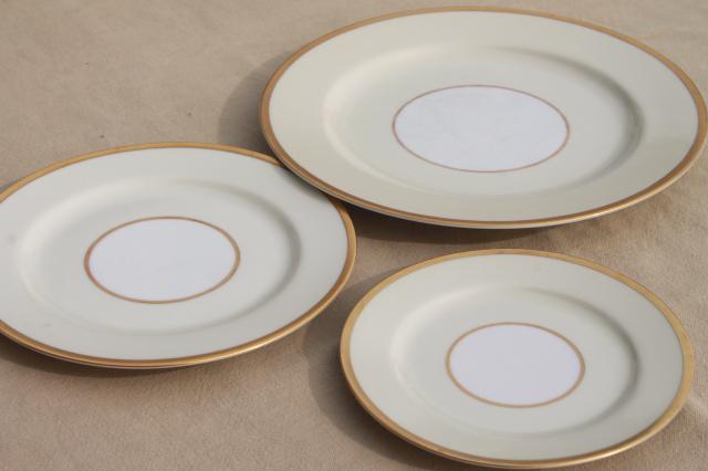 photo of art deco vintage Noritake Field Stone gold band cream & white china red M mark Fieldstone #10