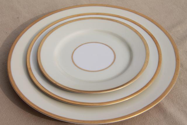 photo of art deco vintage Noritake Field Stone gold band cream & white china red M mark Fieldstone #11
