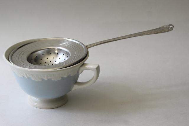 photo of art deco vintage Veribest silver plate tea strainer for over teacup #1