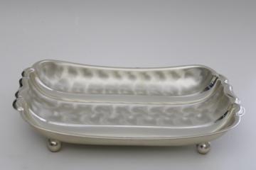 catalog photo of art deco vintage WMF silver double fluted oblong bowl w/ ball feet, modernist design