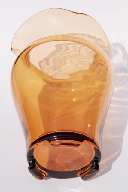 photo of art deco vintage amber glass vase, Fostoria or Cambridge elegant glass #5