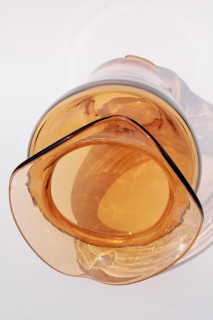 photo of art deco vintage amber glass vase, Fostoria or Cambridge elegant glass #6