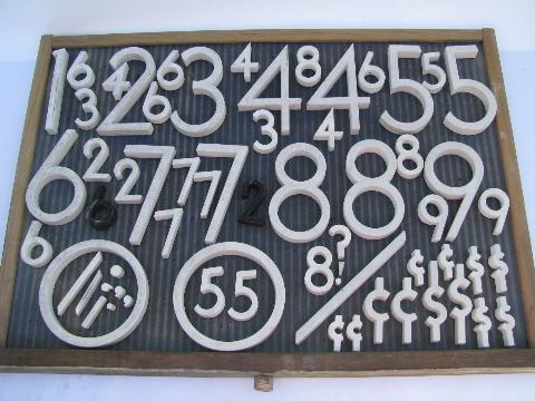 photo of art deco vintage antique ceramic sign numbers lot, for altered art #1