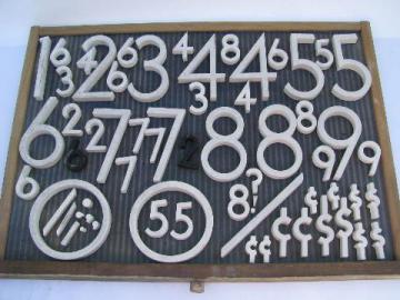 catalog photo of art deco vintage antique ceramic sign numbers lot, for altered art