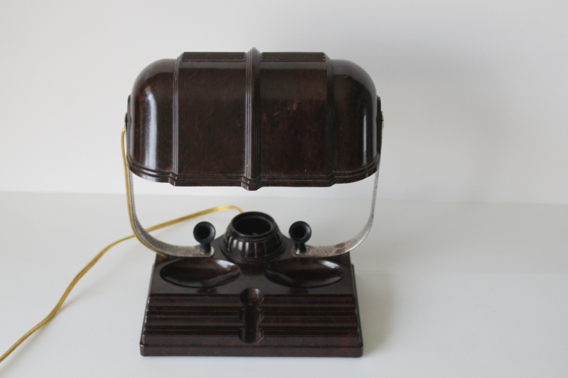 photo of art deco vintage bakelite desk lamp w/ banker's lamp style shade, working light  #5