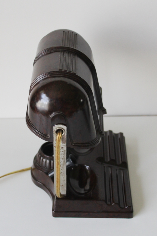 photo of art deco vintage bakelite desk lamp w/ banker's lamp style shade, working light  #7