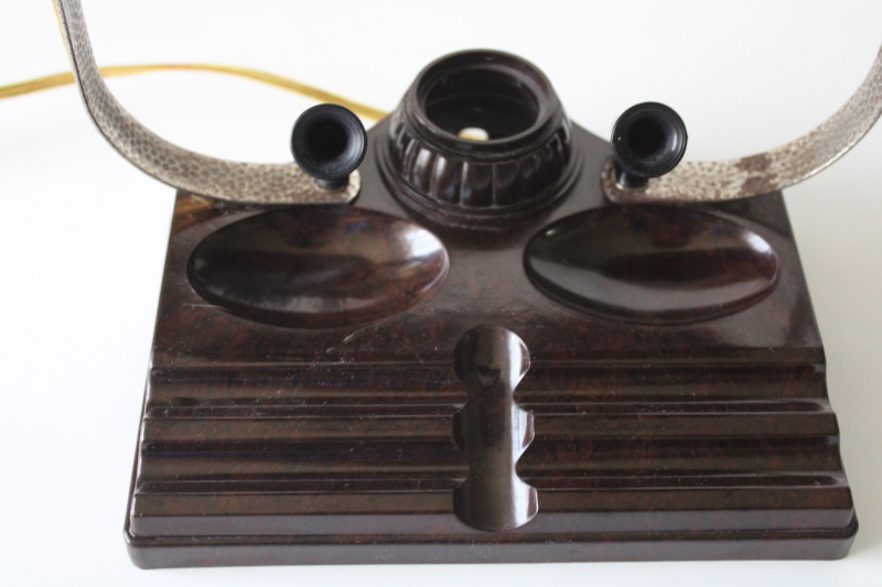 photo of art deco vintage bakelite desk lamp w/ banker's lamp style shade, working light  #8