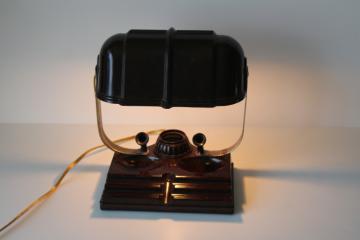 art deco vintage bakelite desk lamp w/ banker's lamp style shade, working light 