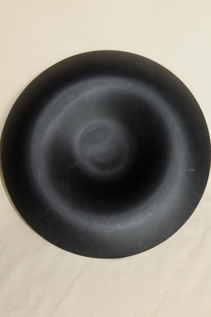 photo of art deco vintage black satin glass rolled edge console bowl, Tiffin art glass #2