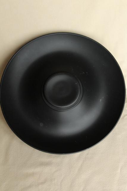 photo of art deco vintage black satin glass rolled edge console bowl, Tiffin art glass #5