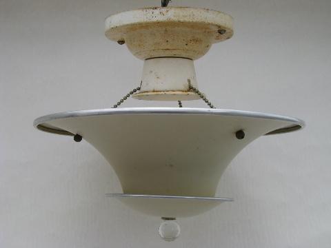 photo of art deco vintage ceiling light fixture, tiered aluminum hanging shade #1