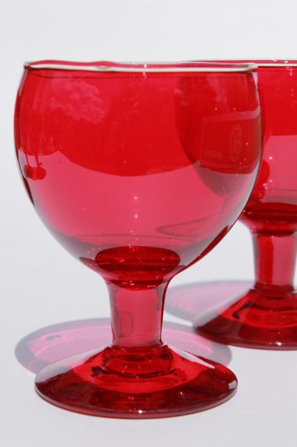 Art Deco Vintage Cocktail Glasses Morgantown Ruby Red Glass Stemware 7537